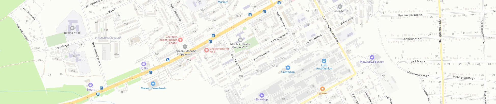Карта: офис в г. Шахты, ул. Островского, 42А, рядом с лицеем № 26